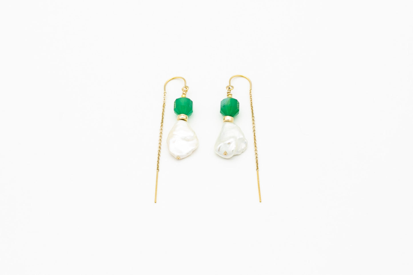 Keshi Pearl and Agate Drop Earrings