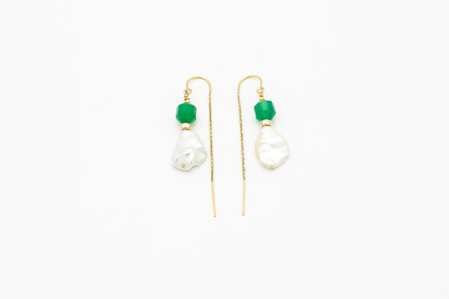 Keshi Pearl and Agate Drop Earrings