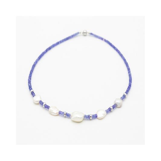 9ct Tanzanite and Keshi Pearl Necklace