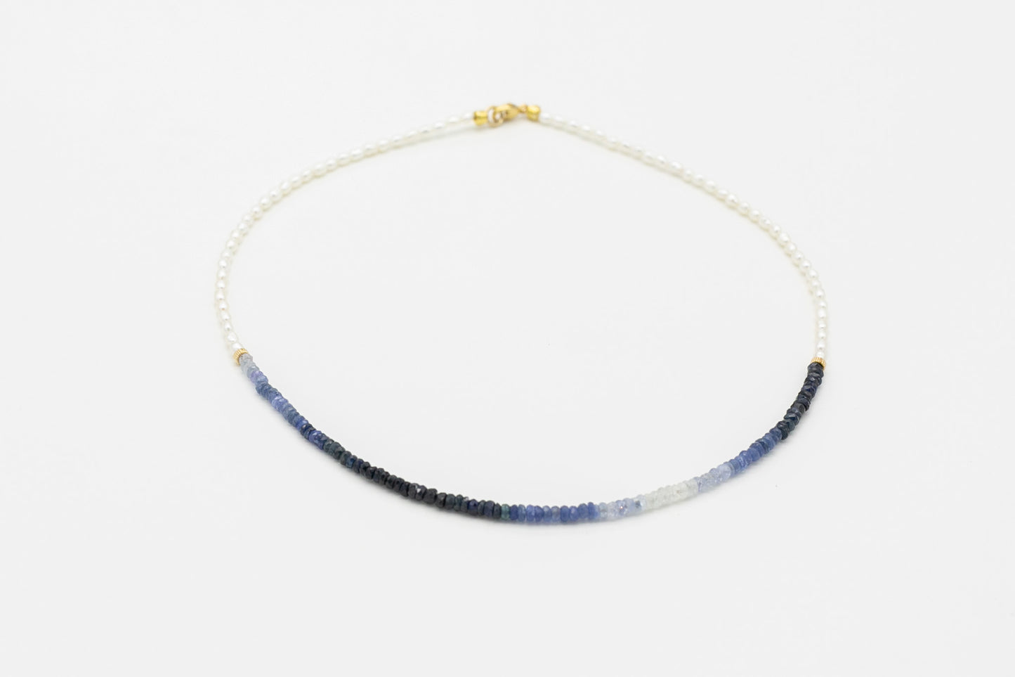 Ombre Sapphire and Seed Pearl Necklace